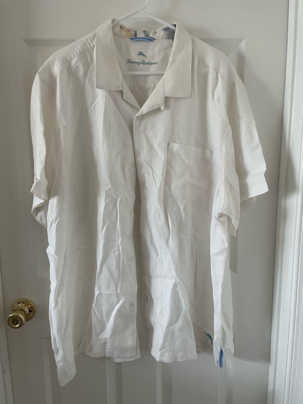 Tommy Bahama White Short-Sleeve Linen Camp Shirt